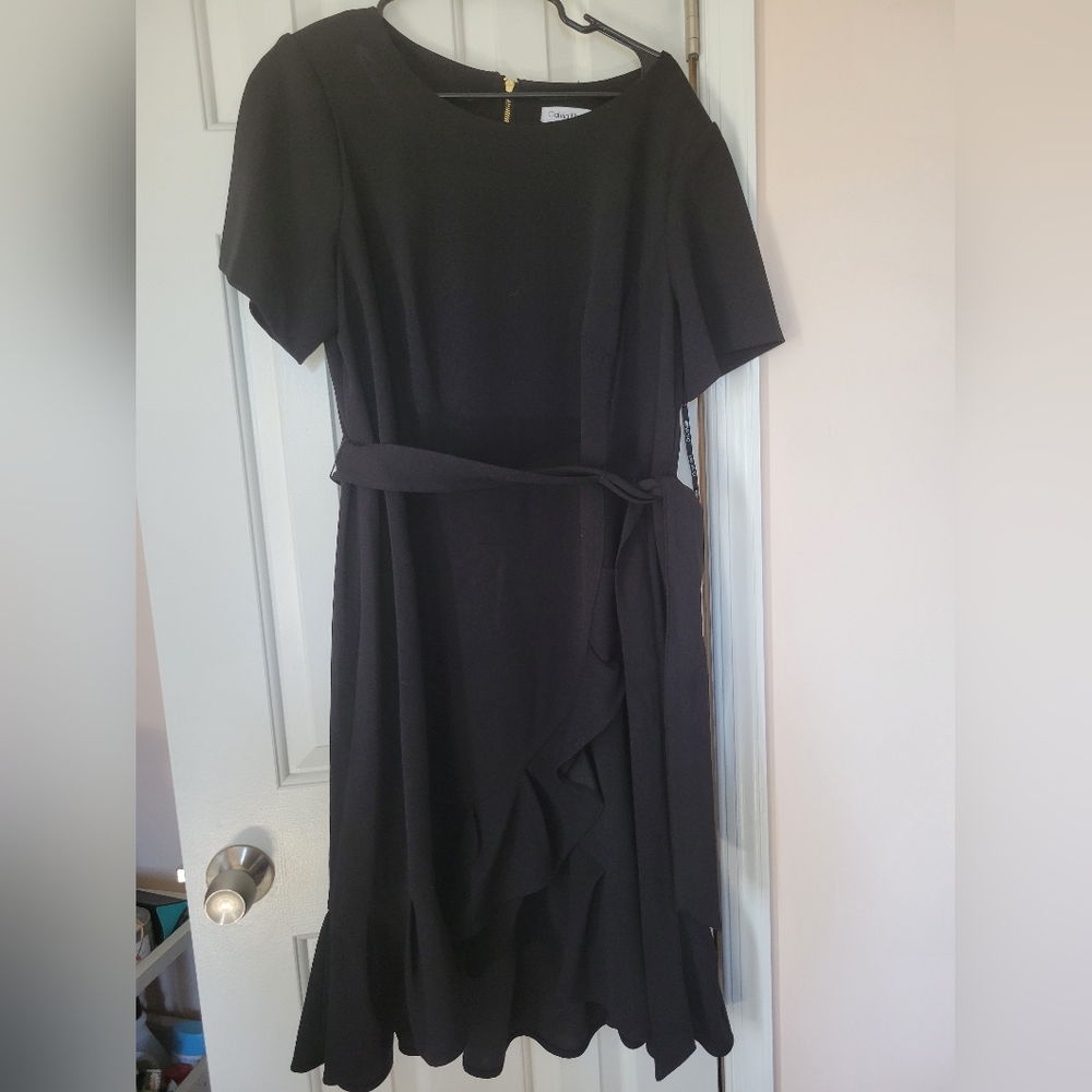 Calvin Klein Black Ruffle Hem Dress